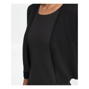 DKNY Womens Black Sheer Hook Eye Closure 3/4 Sleeve Open Front Evening Sweater S